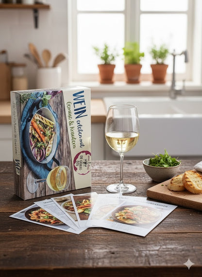 Wine & Dine Genuss-Box Gemüse & Kräuter 50 Rezeptkarten Wein Rezepte Geschenk