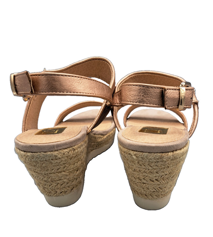 HB Shoes Damen Sandalen Gr. 41 Roségold Keilabsatz Plateau Riemchensandalen G1
