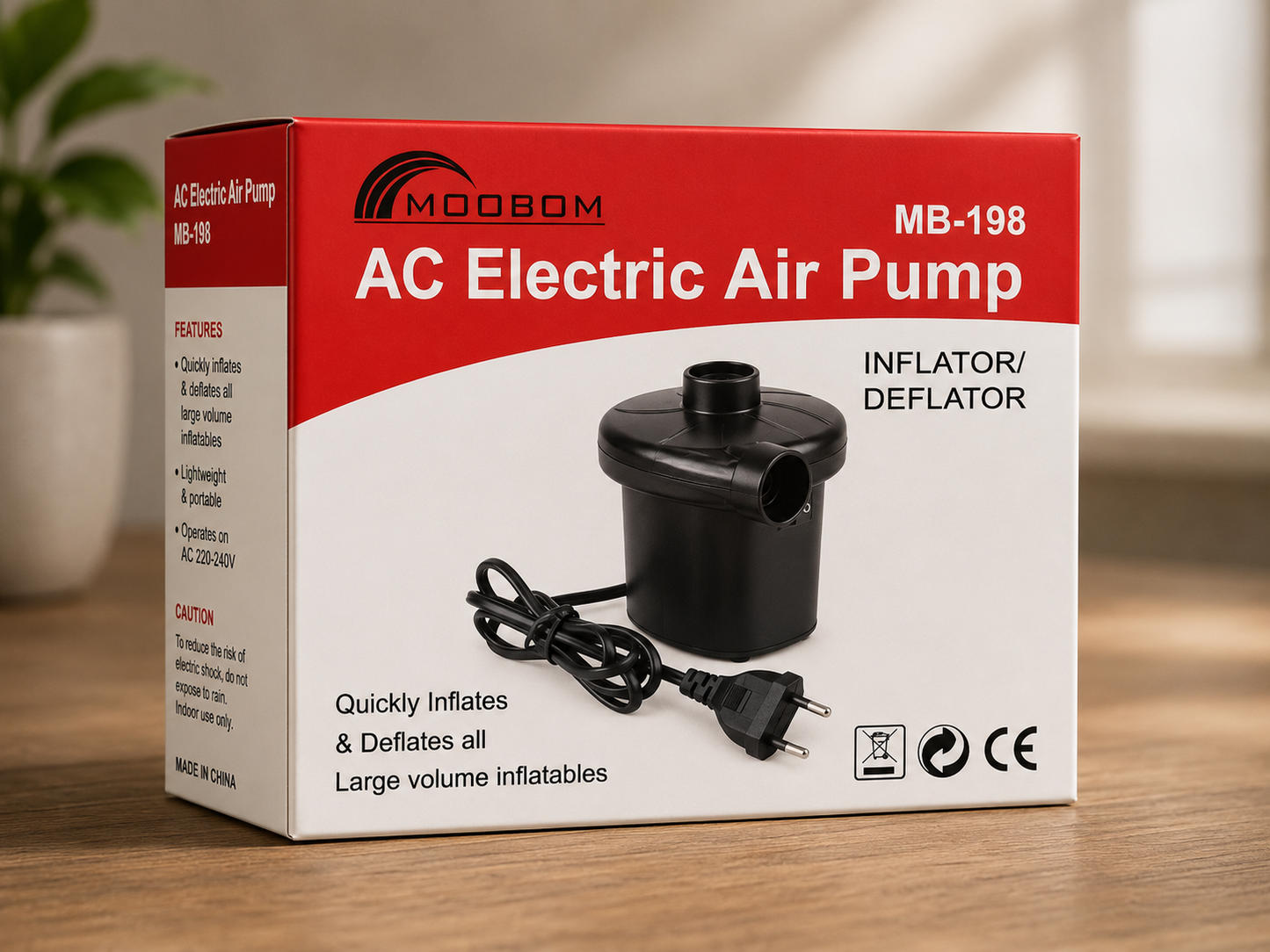 Moobom AC Electric Air Pump MB-198 Elektrische Luftpumpe Gebläsepumpe 230V B1