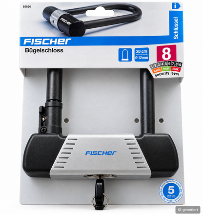 FISCHER ProLine Bügelschloss Fahrradschloss 20cm Ø12mm Security Level 8 E4
