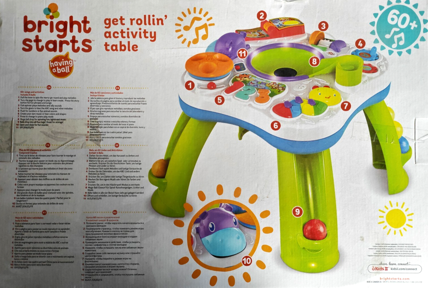 Bright Starts Spieletisch Get Rollin Grün Baby Spielcenter Musik Licht Lernspiel