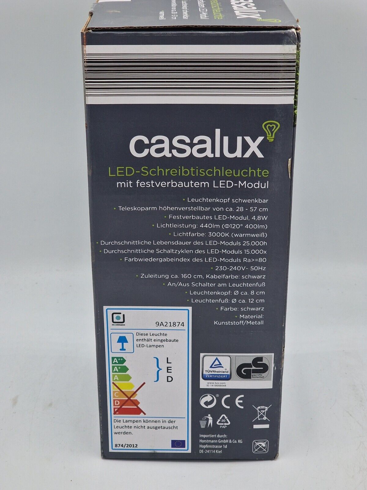 Casalux LED-Schreibtischleuchte mit fest verbautem LED-Modul