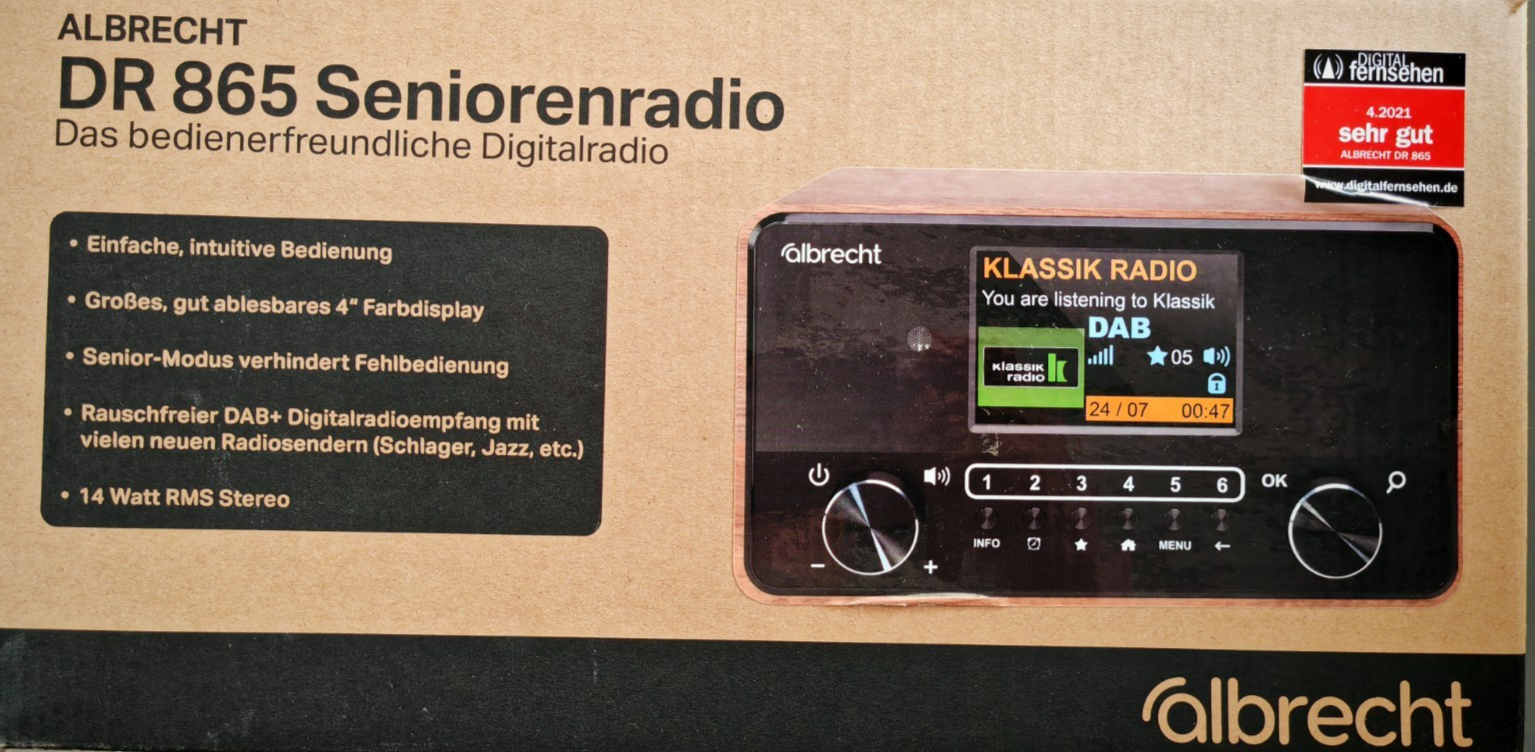 Albrecht DR865 Seniorenradio DAB+ UKW Farbdisplay Kompaktanlage Radio ASA A09