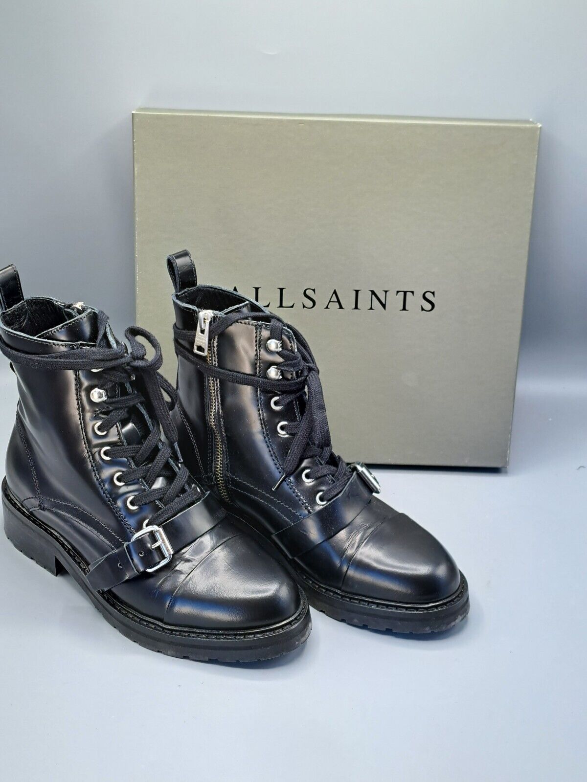 Allsaints Donita Zip Boot, Cow, Farbe Schwarz, Größe 38, Damen