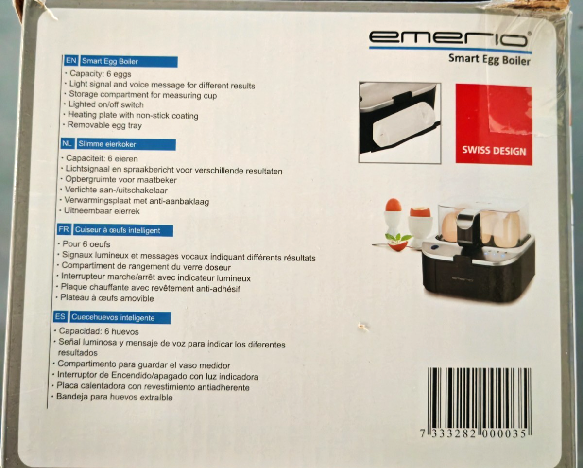 EMERIO EB-123177.1 sprechender Eierkocher 6 Eier BPA frei 3 Garstufen B07