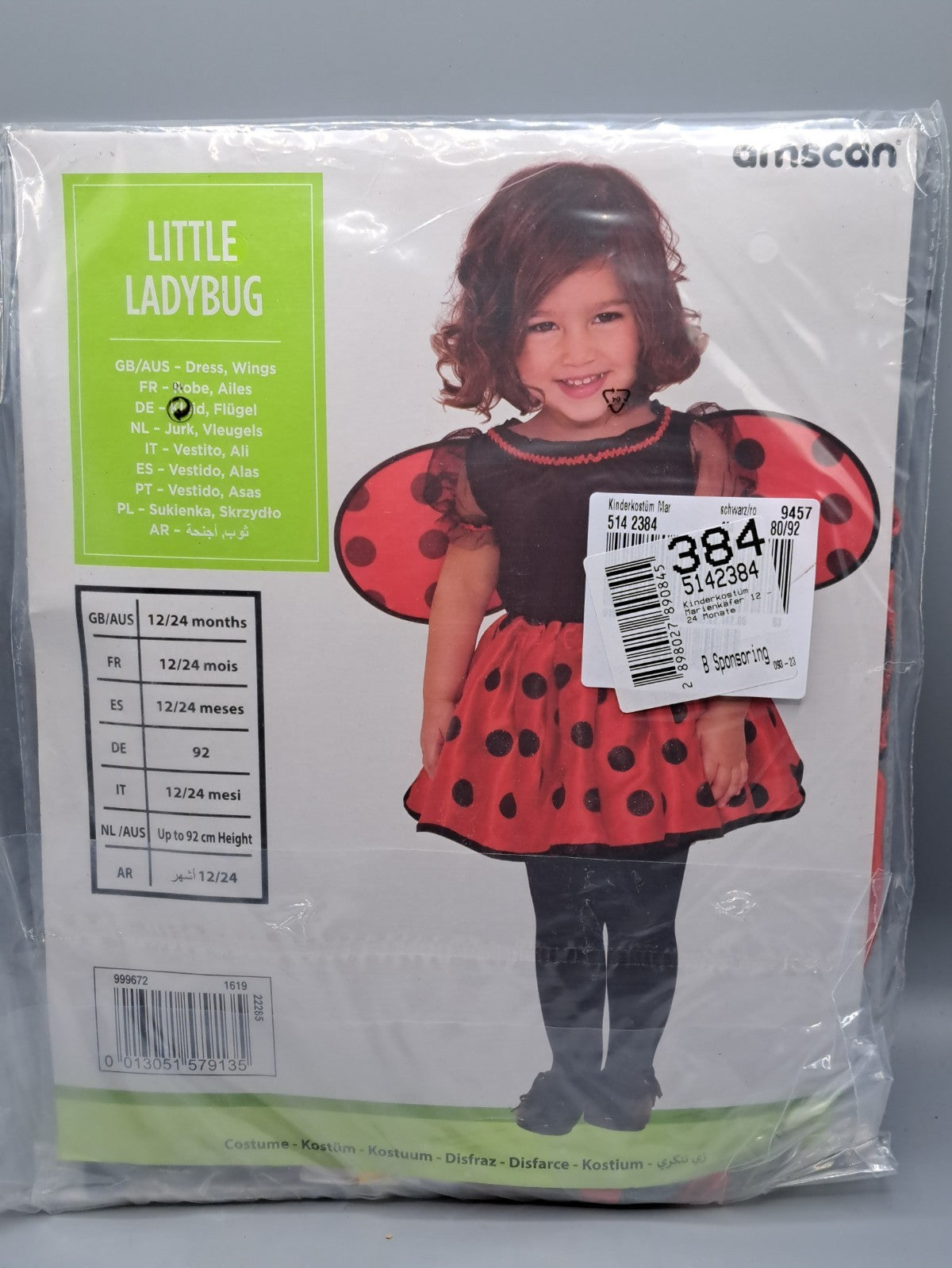 Amscan Little Ladybug Kinderkostüm Größe 92 🐞 Marienkäfer Kostüm Fasching