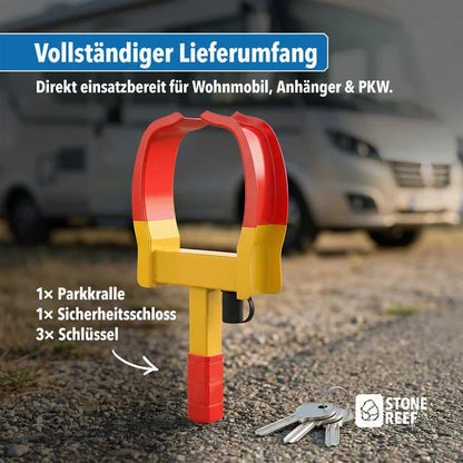 STONEREEF Parkkralle Radkralle Diebstahlschutz Auto PKW Anhänger Wohnwagen A8