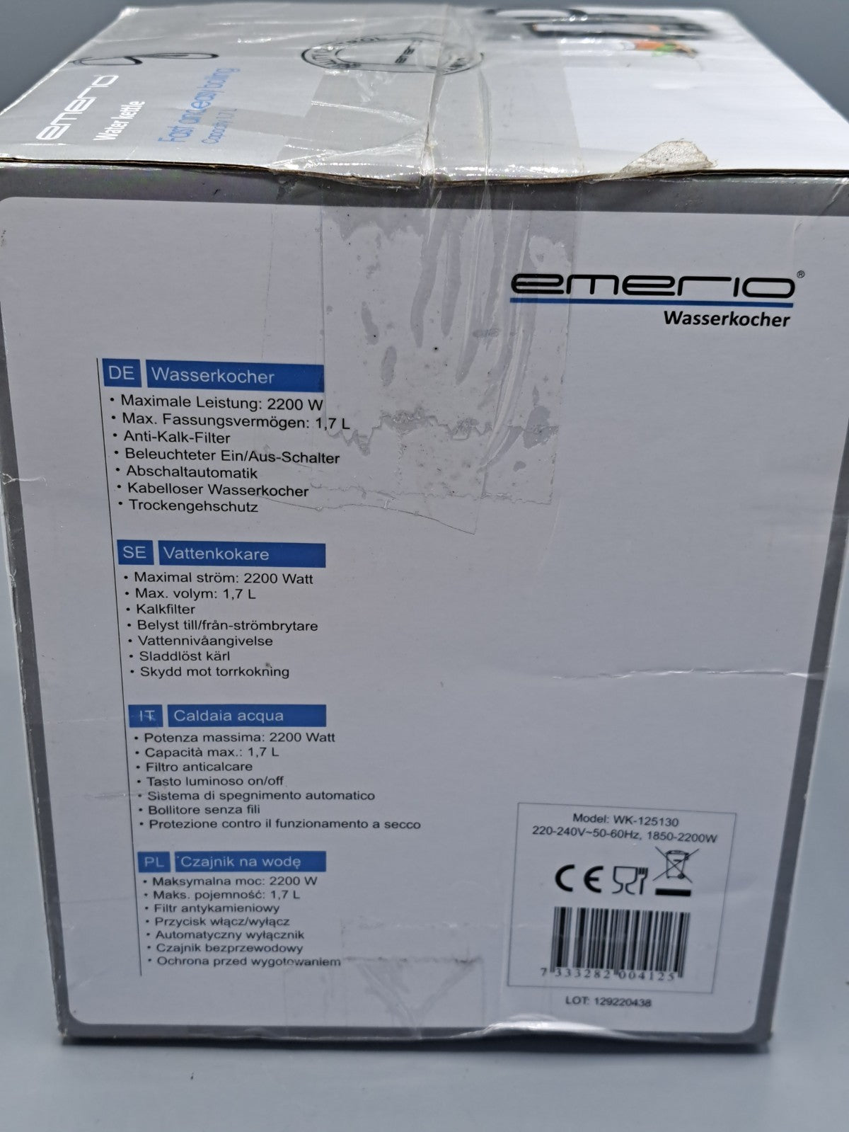 Emerio Wasserkocher WK-125130, schwarz, 1,7 Liter, 2200 Watt, mit Kunststoffgehä