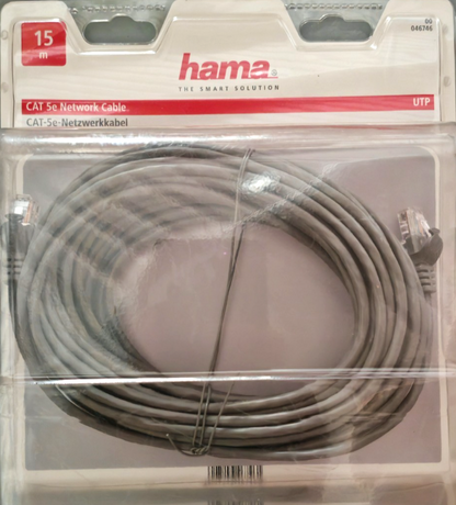 Hama CAT 5e Netzwerkkabel 15m LAN Ethernet RJ45 Patchkabel UTP Grau 46746 A2