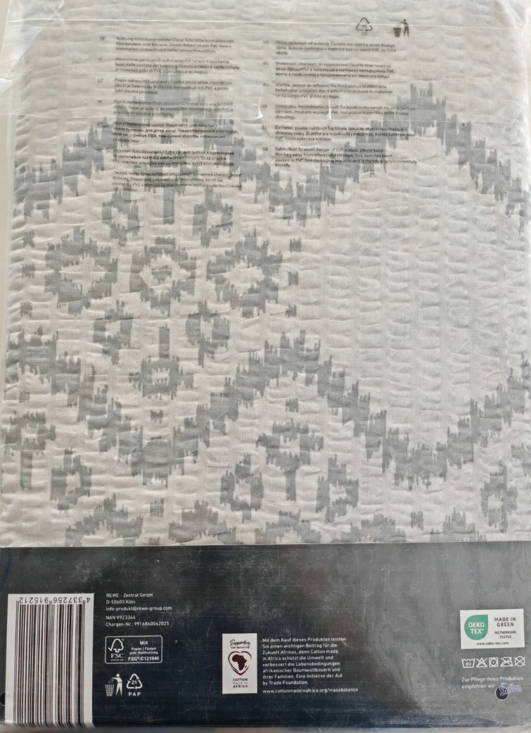 Home Ideas Seersucker Bettwäsche 155x220 80x80 cm Baumwolle Übergröße Grau E4