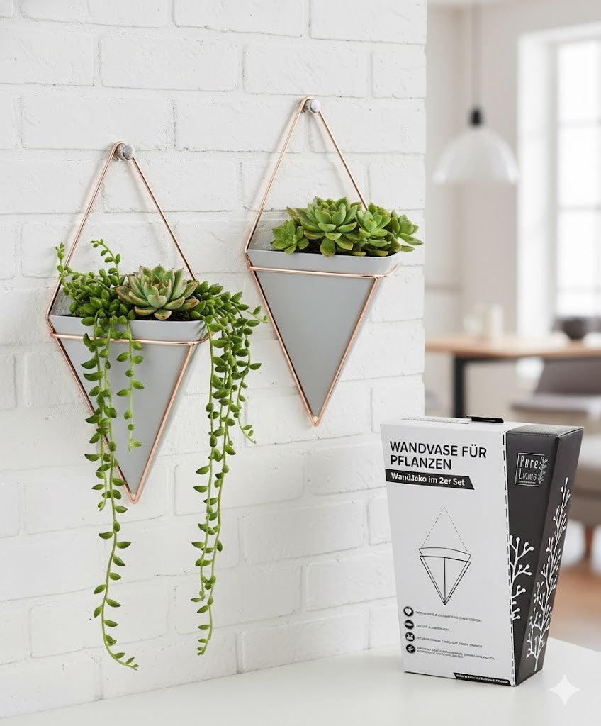 Pure Living 2er Set Wandvase Pflanzen Deko Wandpflanzen Halter Modern