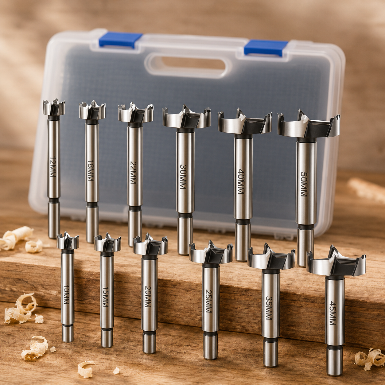 Forstnerbohrer Set 12tlg Holzbohrer Topfbohrer Scharnierbohrer Profi Set
