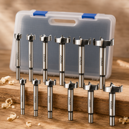 Forstnerbohrer Set 12tlg Holzbohrer Topfbohrer Scharnierbohrer Profi Set