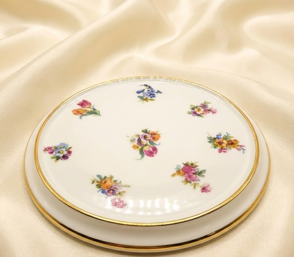Thomas Bavaria Porzellan Servierteller Goldrand Blumen Dessertteller