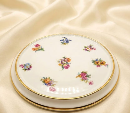 Thomas Bavaria Porzellan Servierteller Goldrand Blumen Dessertteller