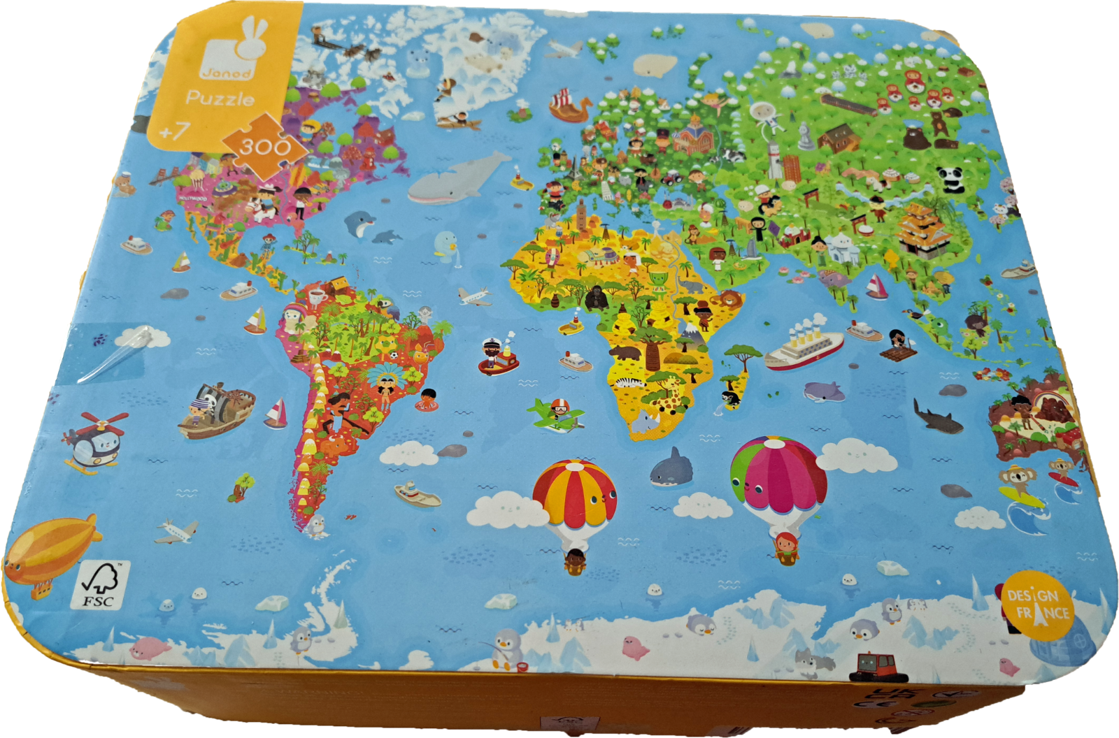 Janod Puzzle Kinder Weltkarte 300 Teile Im KOFFER (ERZ-A03-0043)