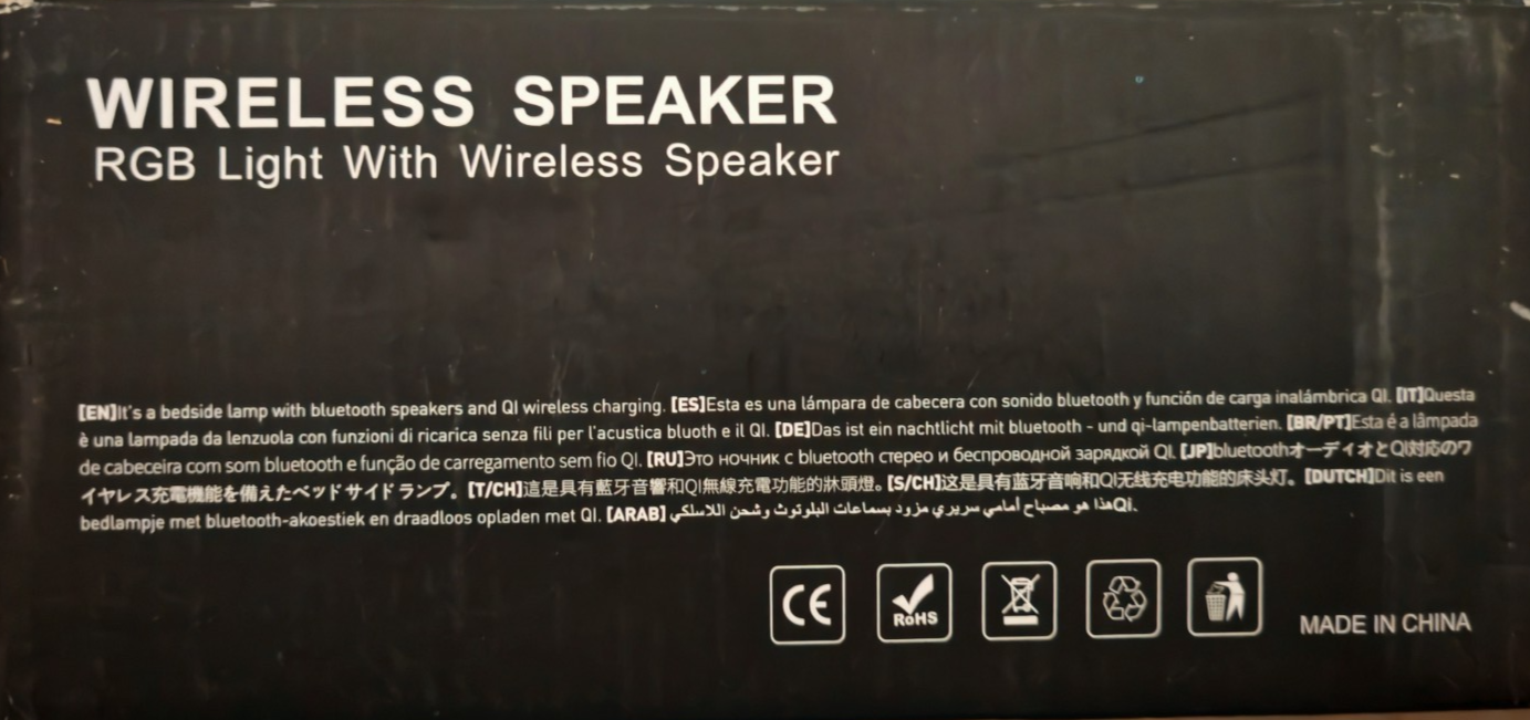Nachttischlampe Bluetooth Lautsprecher Wireless Charger LED Atmosphärenlampe A6