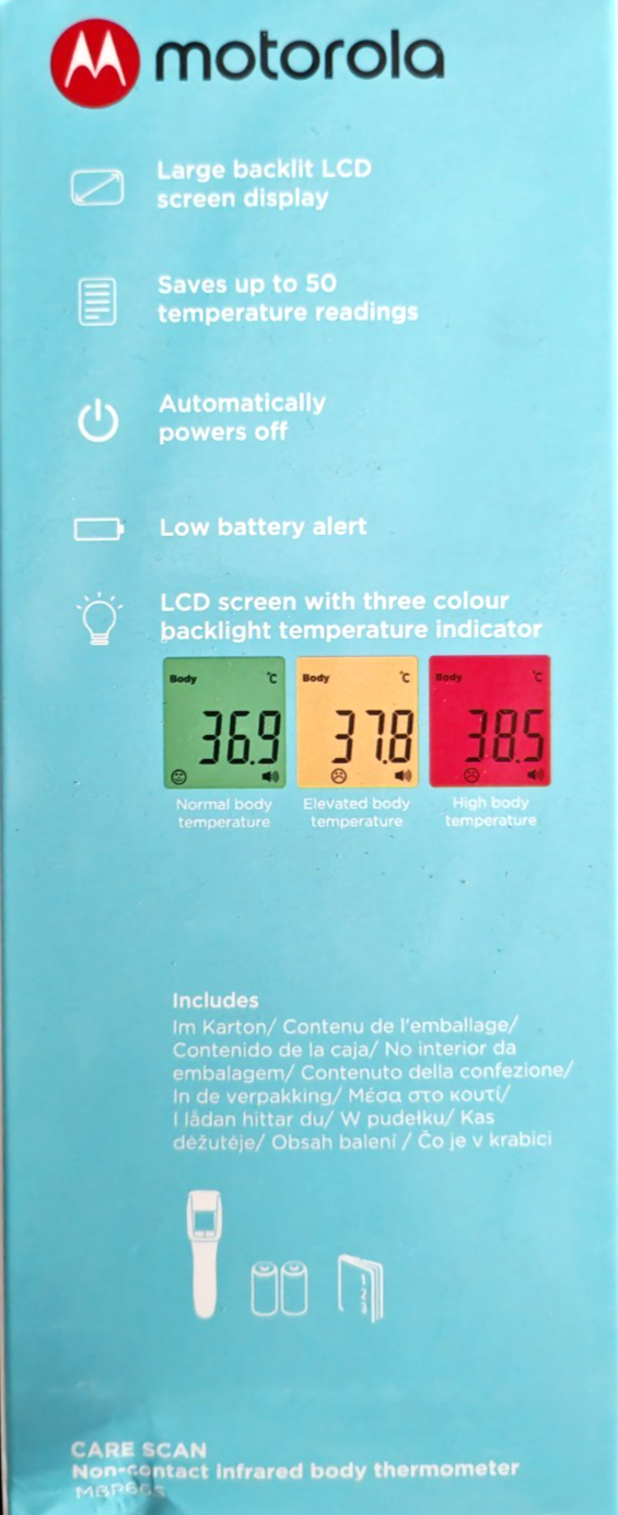 Motorola Care Scan MBP66S Infrarot Thermometer Kontaktlos Fieberthermometer C1
