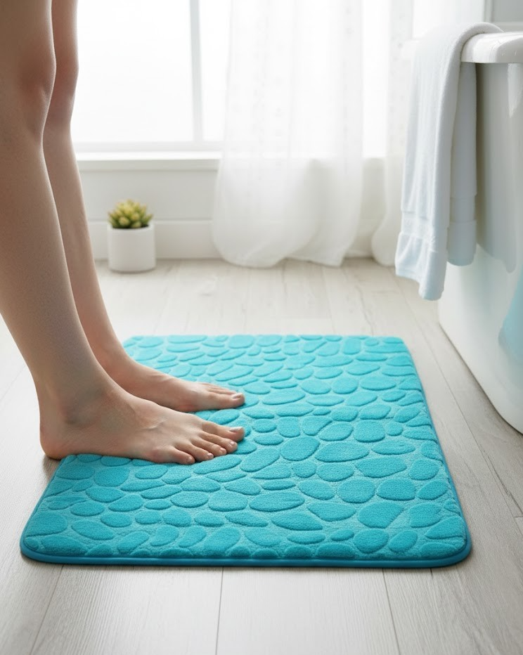 Home Living Badetippich 60x100 cm – Rutschfest & Weich, Modernes Petrol