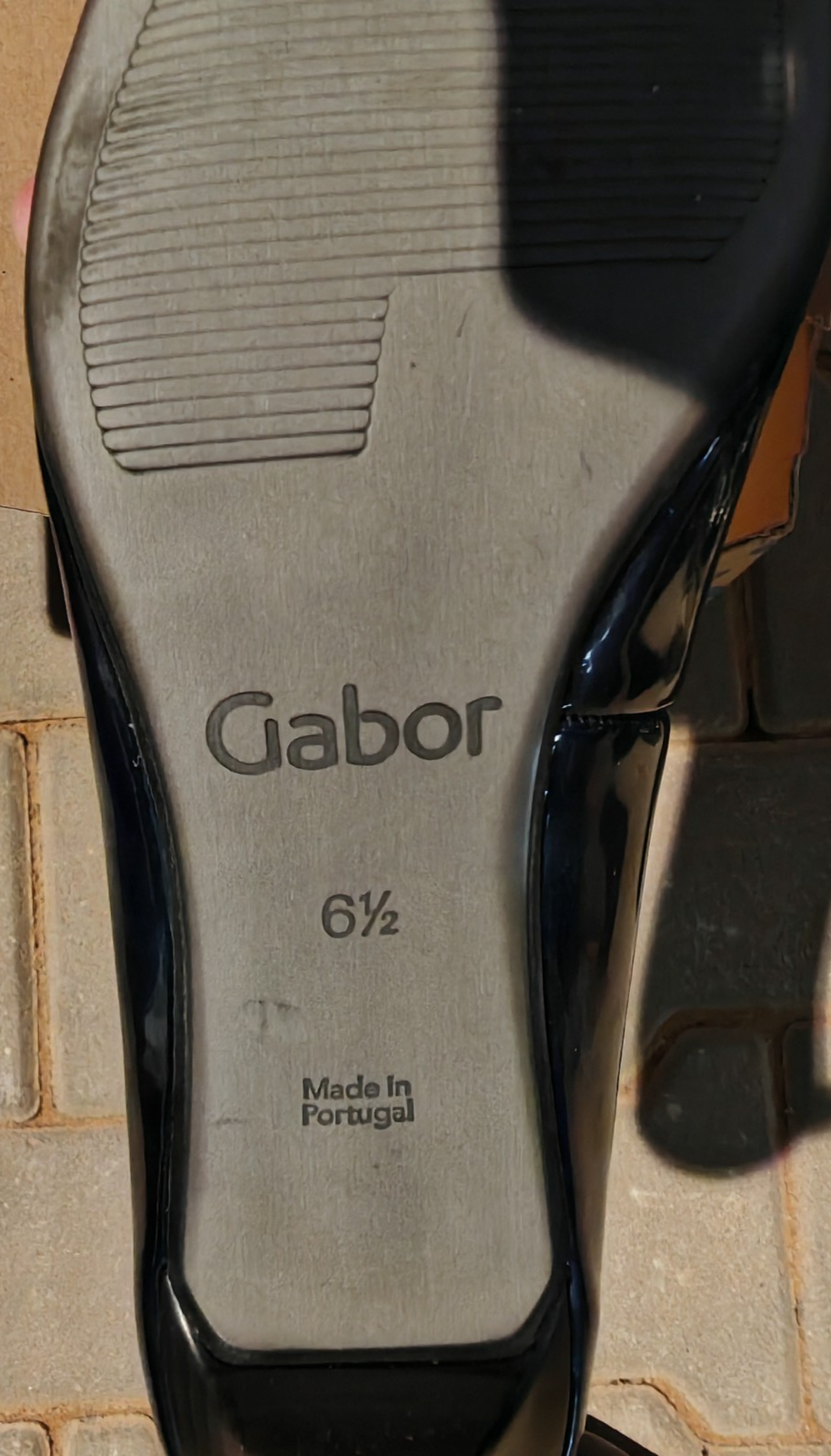 Gabor Damen Pumps Gr. 40 6,5 Schwarz Lack Spitz Blockabsatz Made in Portugal G1