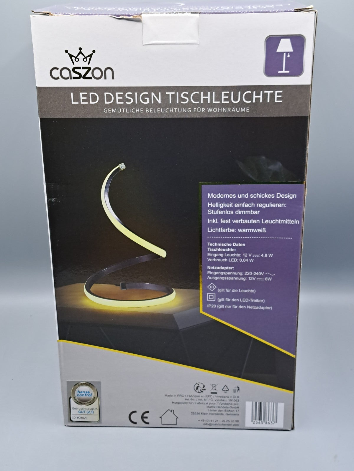 Caszon LED Design Tischleuchte dimmbar warmweiß Nachttischlampe modern