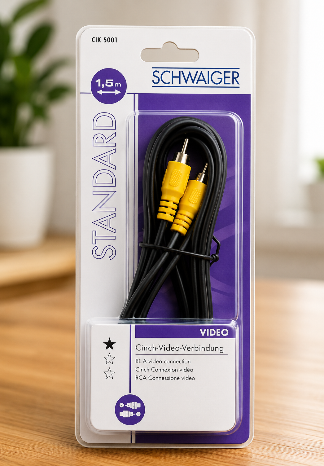 Schwaiger CIK5001 Cinch Video Kabel 1,5m AV Verbindung Audio TV