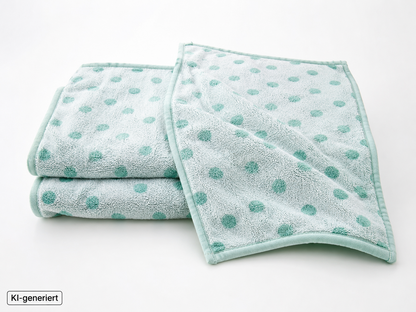 BADIZIO Softdry Gästebad Set Punkte MF Mikrofaser Kuschelplüsch Mint Türkis E4
