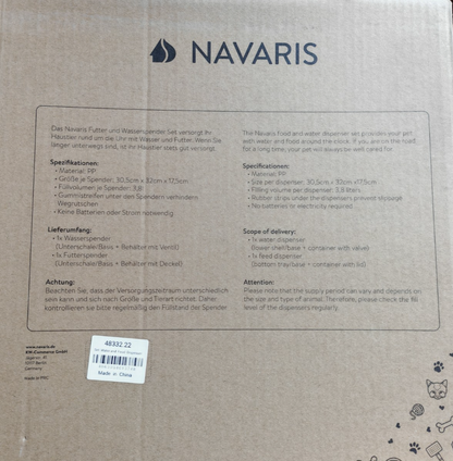 Navaris Futterspender Wasserspender 2x 3,8L Katze Hund Grau