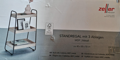 Zeller Present Standregal 3 Ablagen 40x30x70 cm MDF Metall Beistellregal H