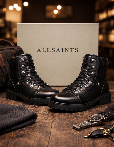 AllSaints Franka Boots Damen Leder Schwarz Gr. 37 Stiefeletten