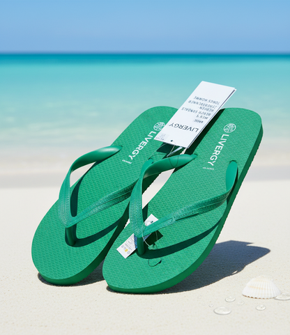 Livergy Flip Flops Herren Größe 42/43 Grün Badeschuhe Zehentrenner