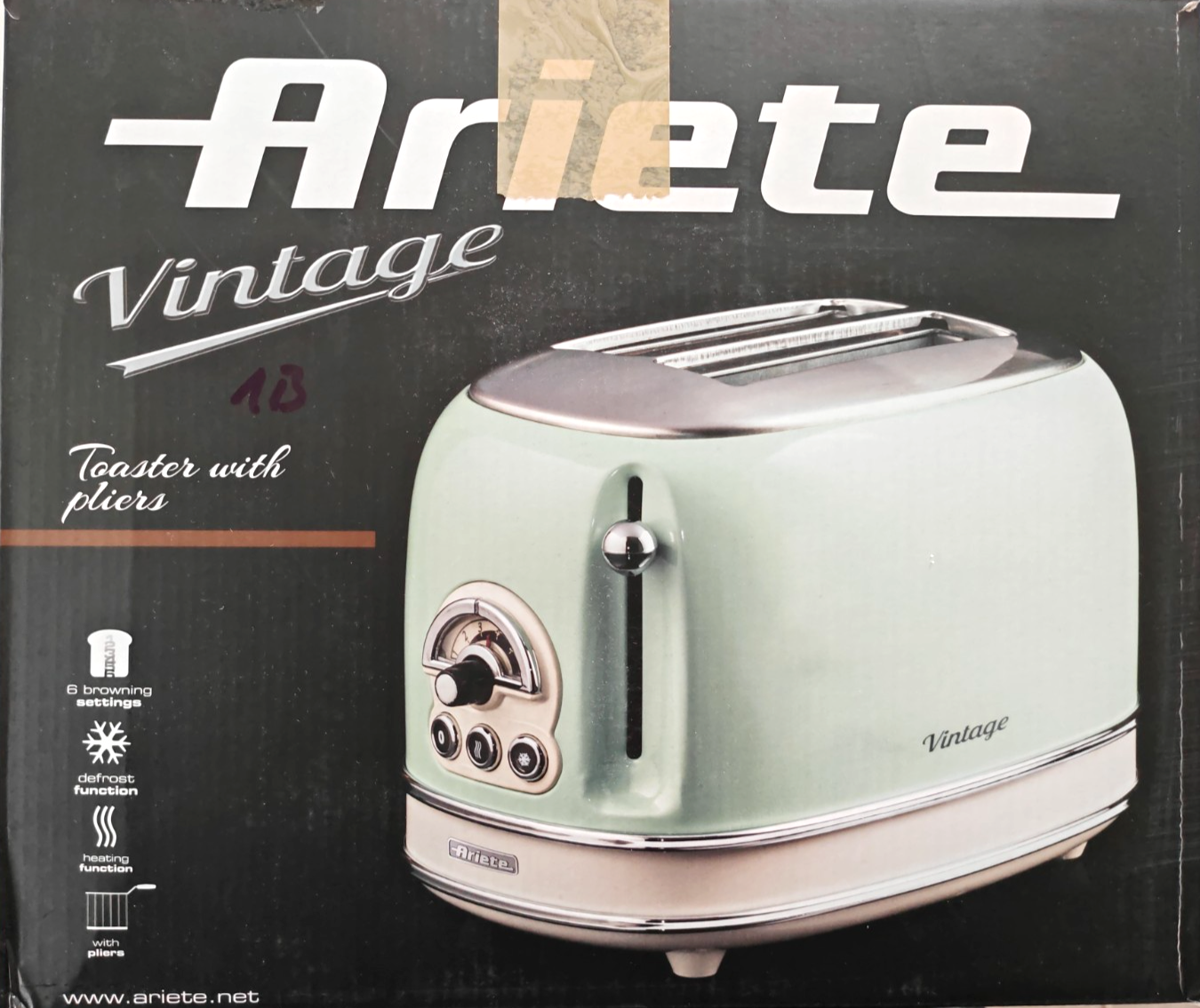 Ariete Vintage 155 Toaster 2 Scheiben Retro 810W Sandwichzangen Grün C5