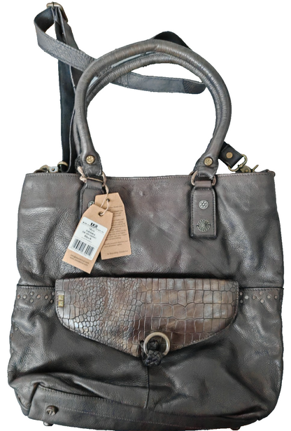 Desiderius Adriana Damen Ledertasche Schwarz Rindsleder Handtasche Schulter H3