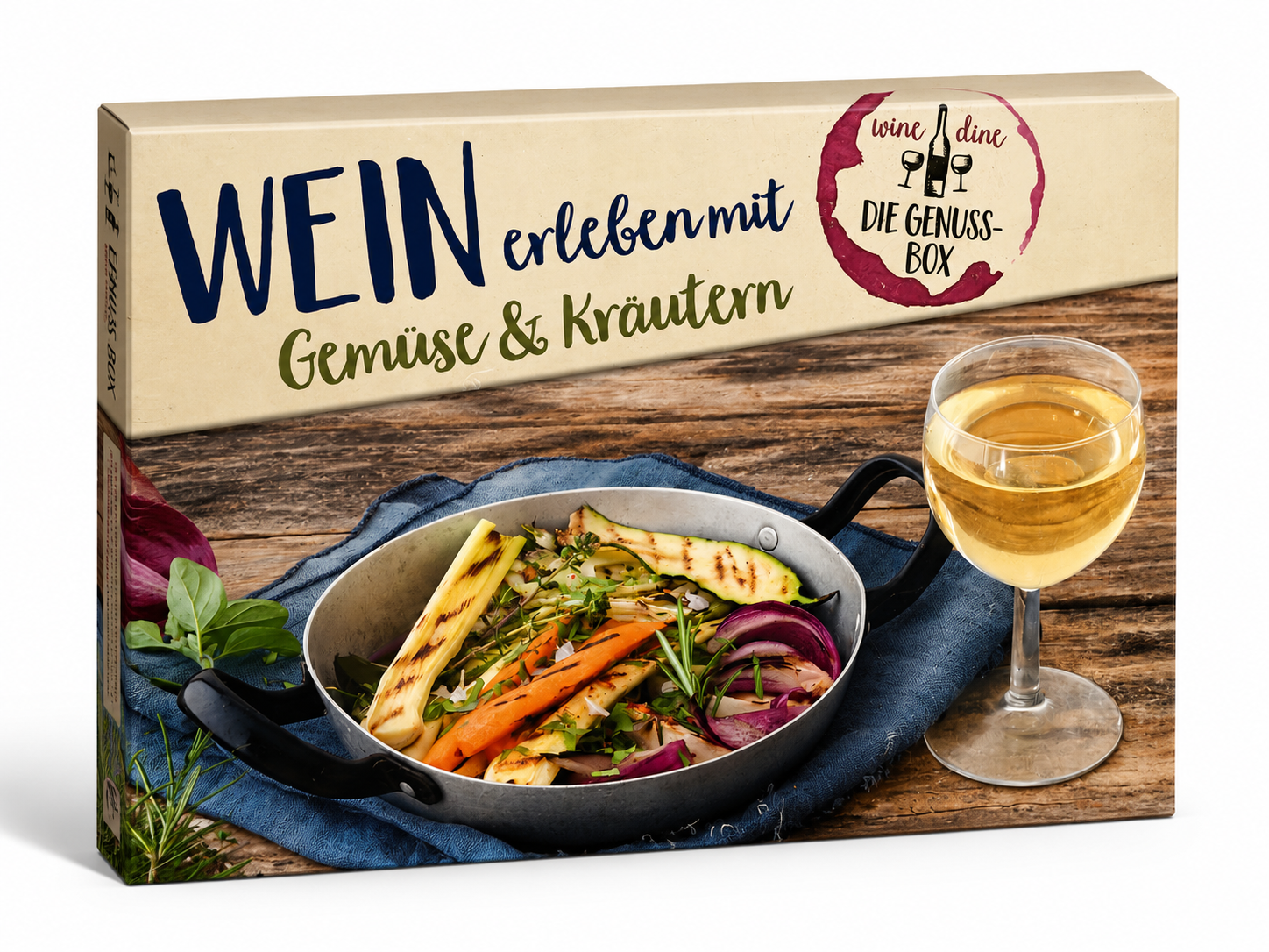 Wine & Dine Genuss-Box Gemüse & Kräuter 50 Rezeptkarten Wein Rezepte Geschenk