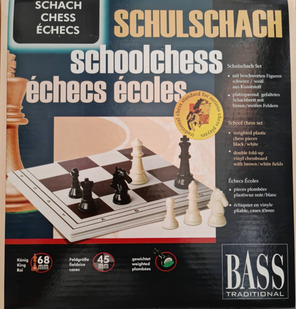 Bass Traditional Schulschach Set Schachbrett Schachspiel Brettspiel Reise D5