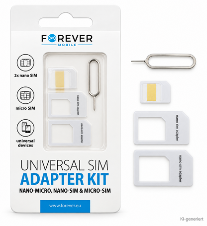 Forever Universal SIM Adapter Set Nano Micro Standard SIM 3in1 mit SIM Nadel A8