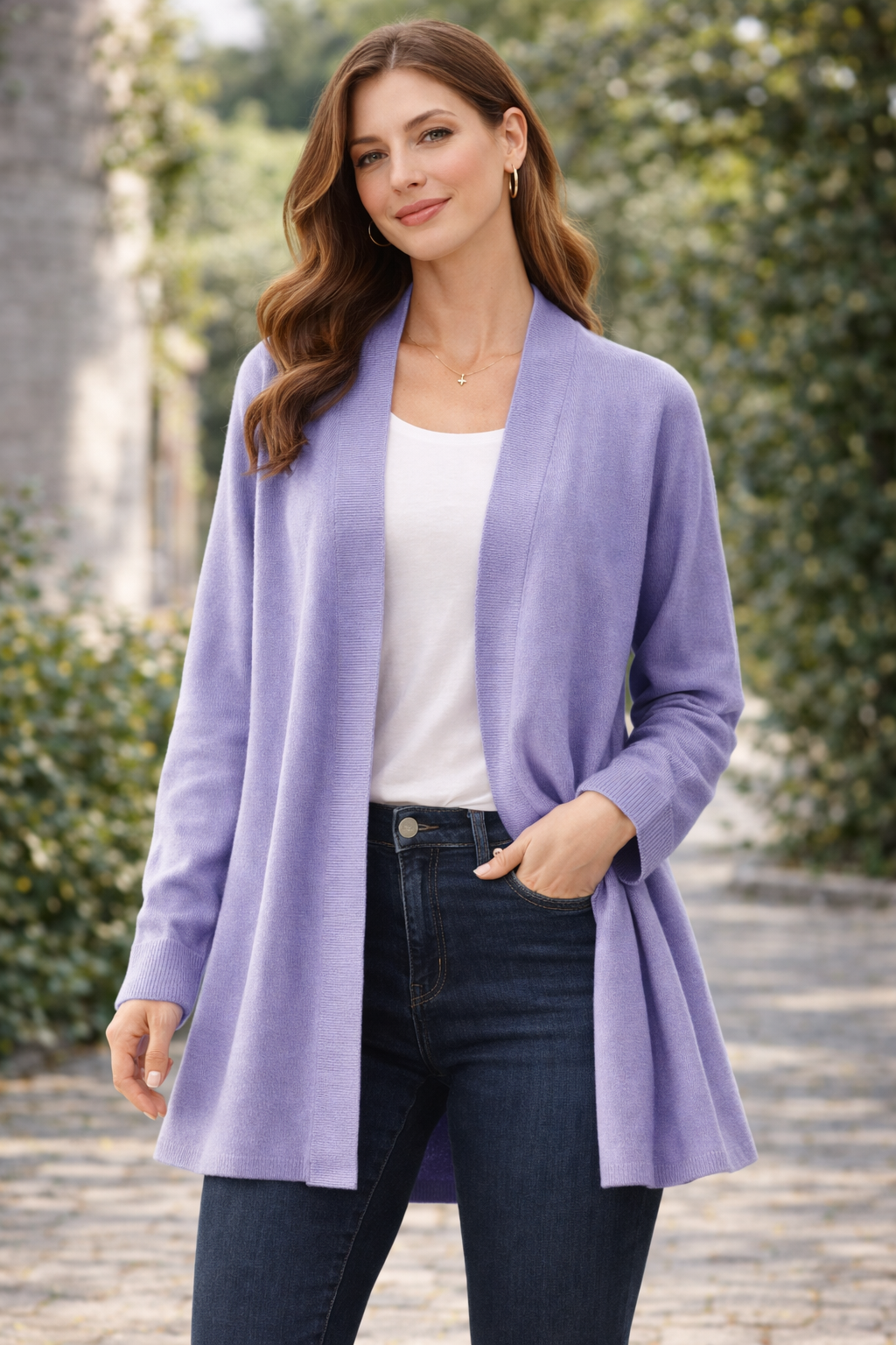 Souls by Eywasouls Damen Cardigan Gr. 38 Flieder Strickjacke langarm