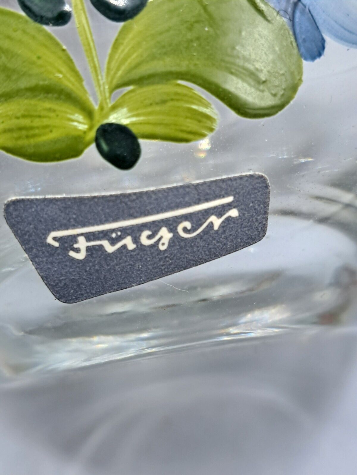Füger Glaskaraffe, 12 cm hoch, Blumenmotiv