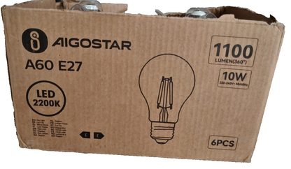 Aigostar LED Filament Glühbirnen 6er Set E27 A60 10W 1100lm 2200K Warmweiß HA34