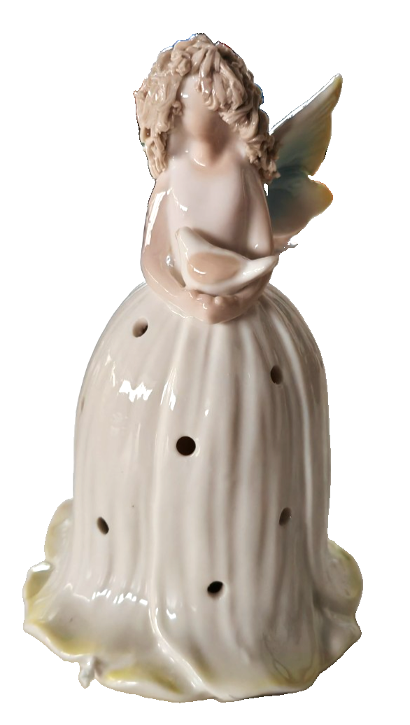 LED Elfe Engel Figur groß Keramik Weiß Schmetterlingsflügel Deko 03451 A9