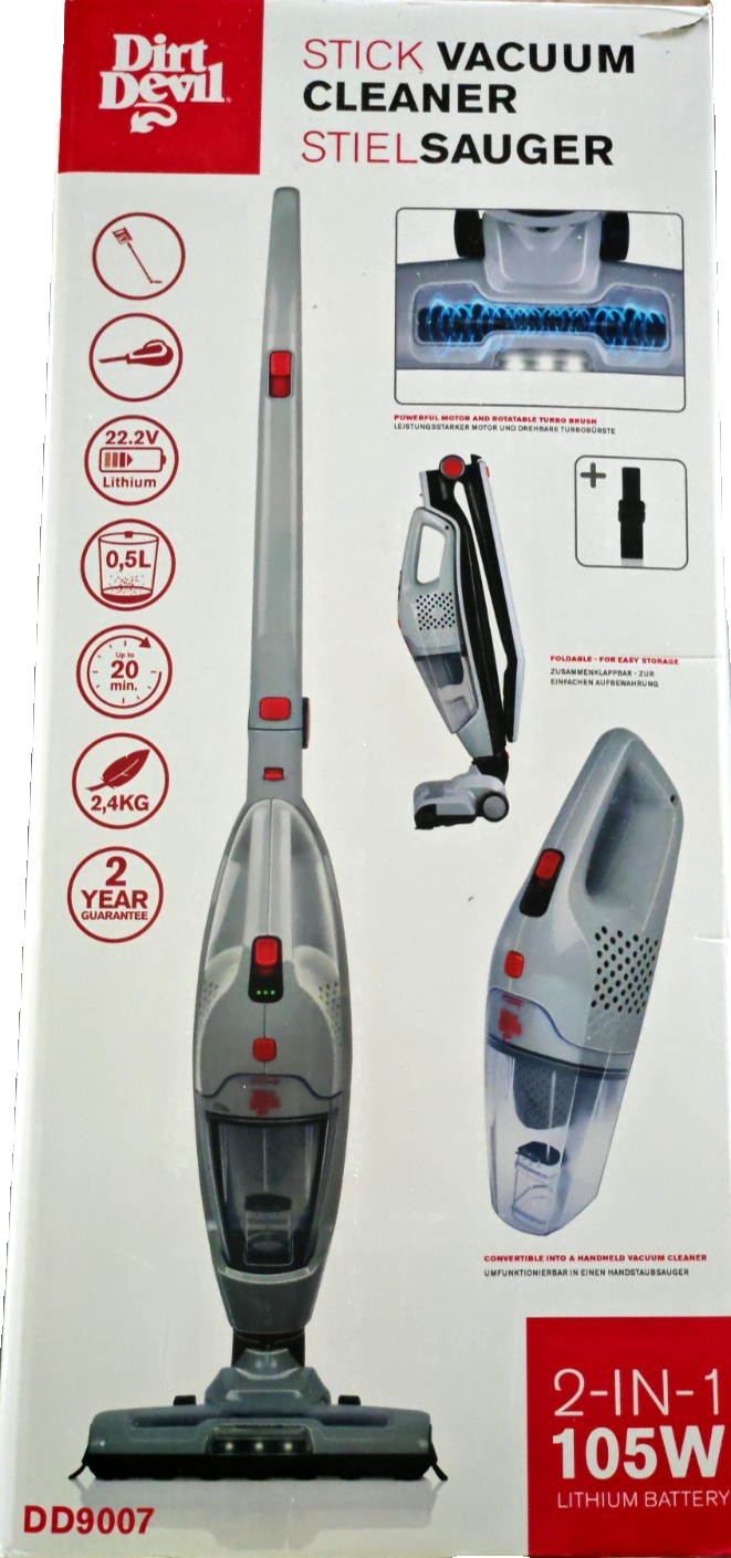 Dirt Devil DD9007 2in1 Akku Staubsauger Stielstaubsauger 105W Rot Akku HO-A14