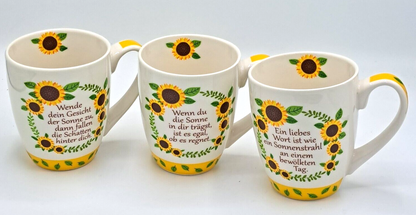 Tassen Sonnenblumen 3er Set Sprüche Modern Geschenk Tassenset Kaffee