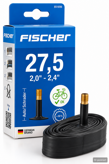 FISCHER Fahrradschlauch 27,5 Zoll 2,0-2,4 Autoventil Schrader ETRTO 55-61 E4