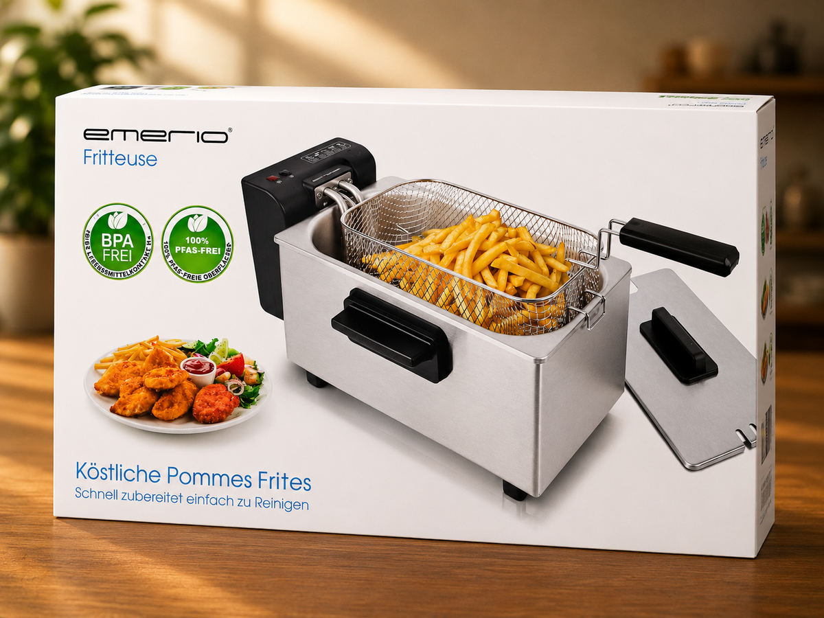 Emerio DF-132653 Fritteuse 3L 2000W Edelstahl Öl Frittiergerät Thermostat HO-A22