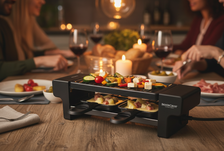 SilverCrest Raclette Grill Tischgrill 2 Personen 2 Pfännchen 2 Spatel B3
