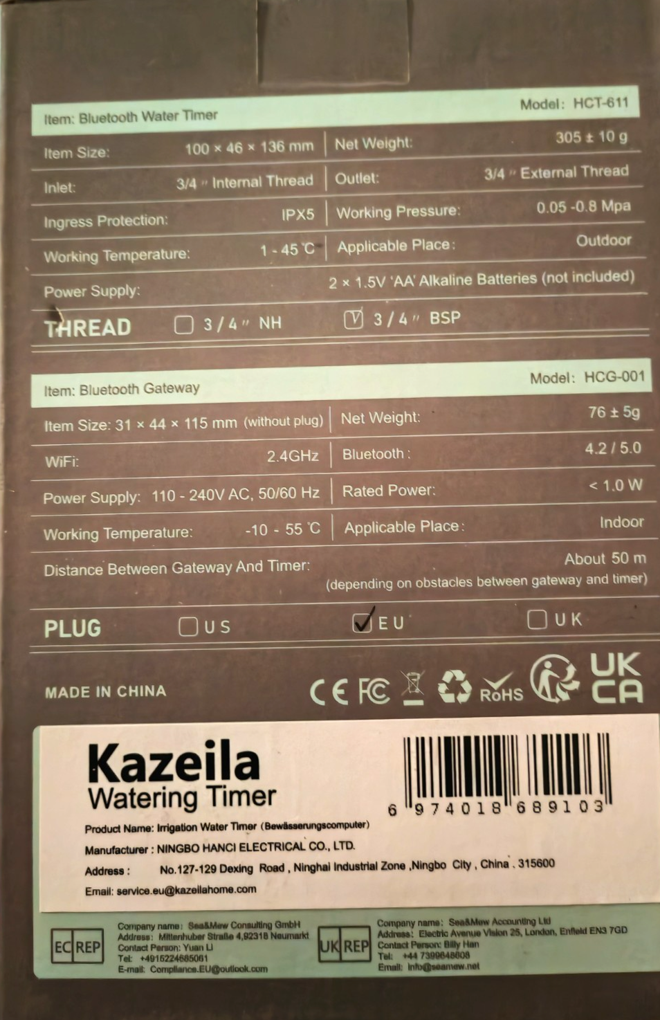 Kazeila Bluetooth WiFi Bewässerungscomputer App Garten Bewässerungssteuerung B1