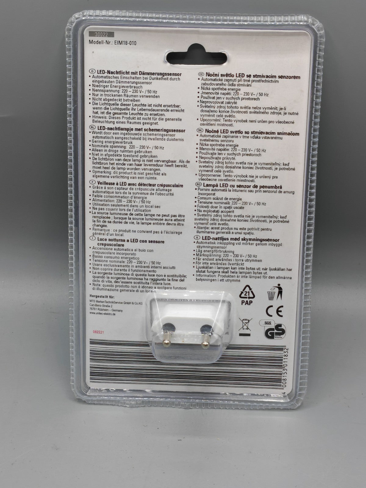 Unitec LED-Nachtlicht mit Dämmerungssensor