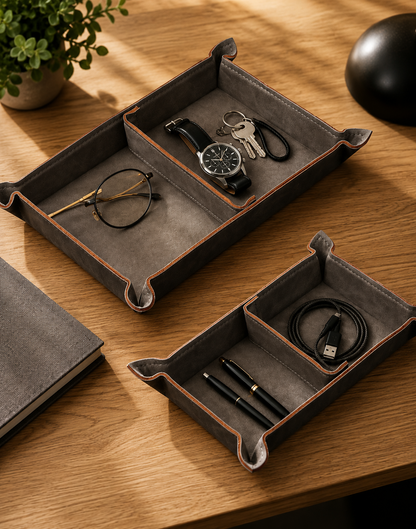 Navaris Tablett Kunstleder 2er Set mit Trennwand Aufbewahrung Organizer C-03