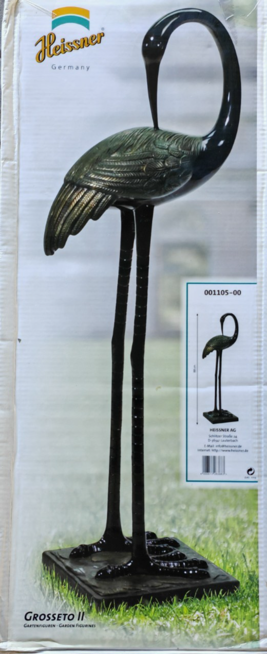 HEISSNER Storch 80cm Gartenfigur Deko Vogel Teichfigur HA8