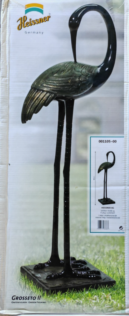 HEISSNER Storch 80cm Gartenfigur Deko Vogel Teichfigur HA8